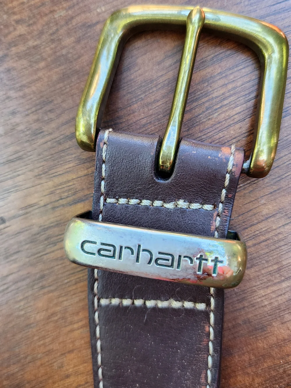 🔥Carhartt Men's Brown Leather Jean Belt Brass Buckle 52 From Keeper🔥